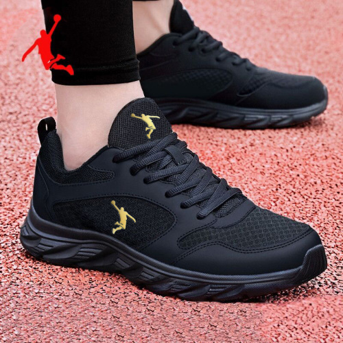 Autumn Black Rubber-Soled Sport Synthetic Leather Low-Top Mesh Self-Inspected Round-Toe Color-Matched Men's Shoes