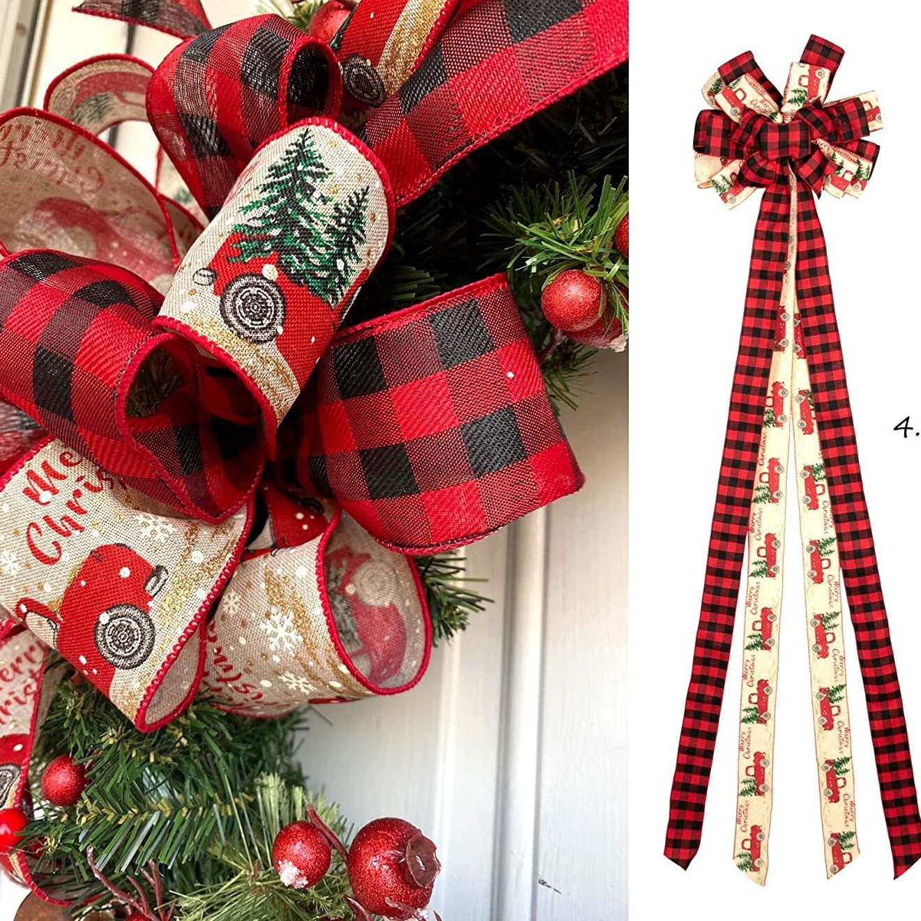 Jul 1,4 m superlang juletræstoppstjerne tern sløjfe juleferiedekoration julebånd træstoppstjerne_voghion.com