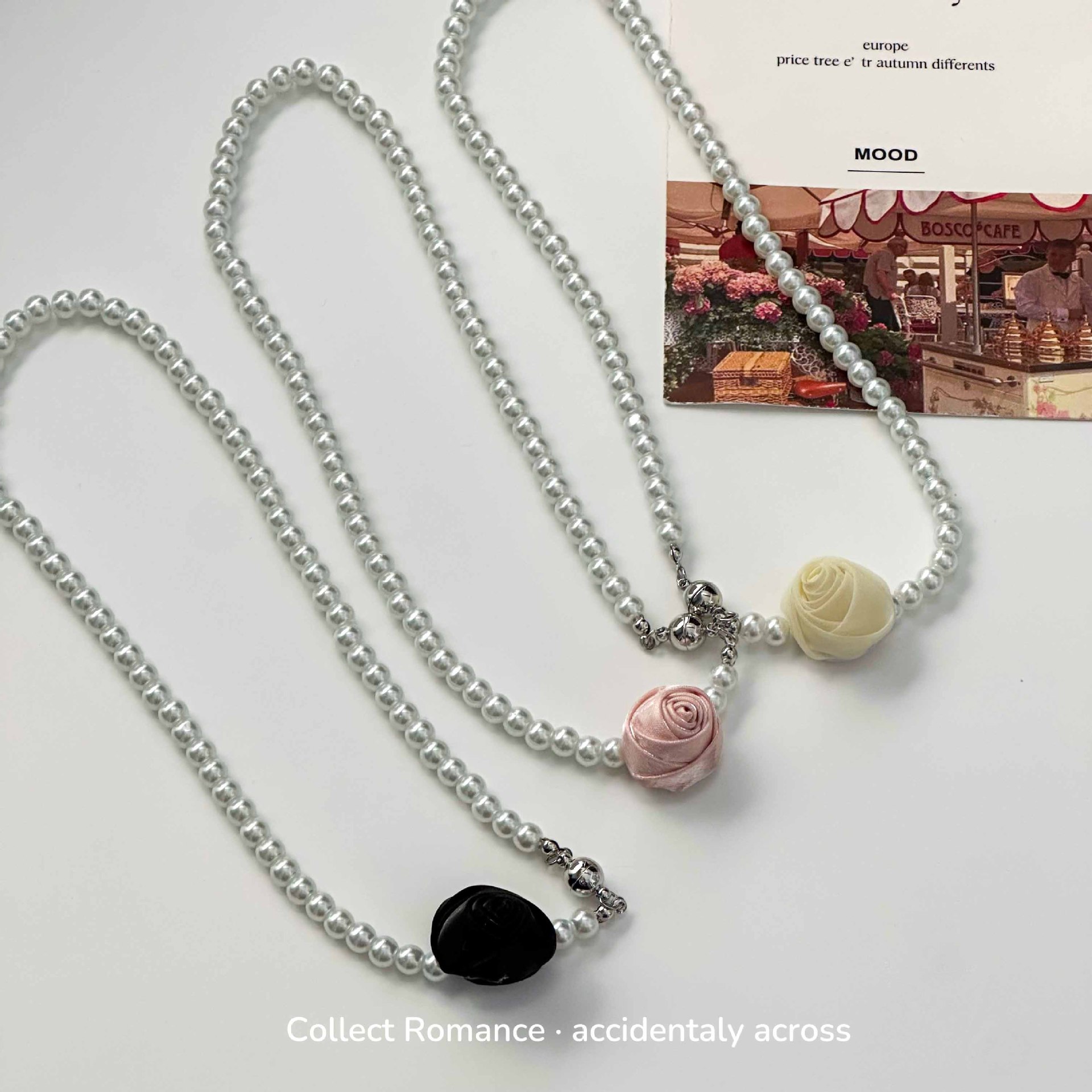 Three dimensional magnetic small design retro necklace from pearl