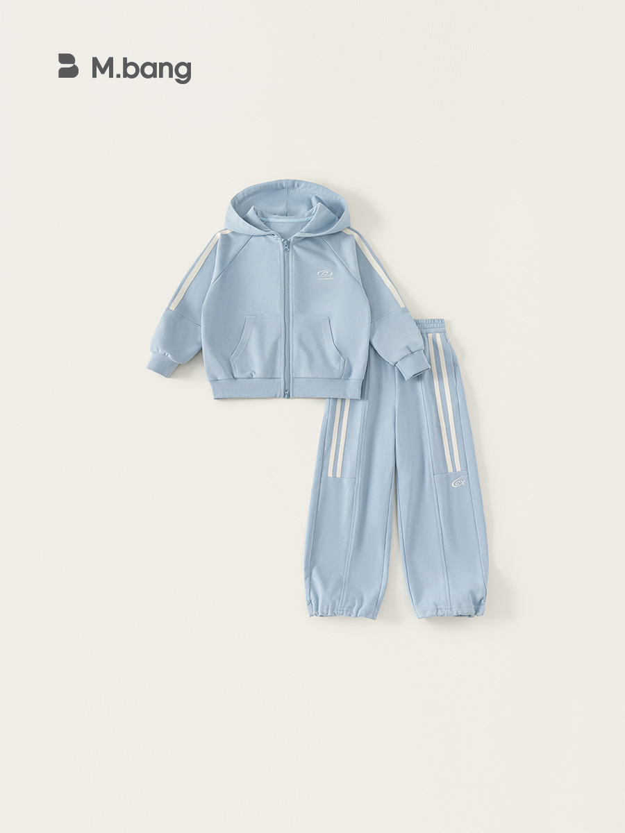 Yubao ropa infantil primavera traje casual bolsillo chaqueta con capuz chaqueta pantalones casuales deportivos de dos piezas image 4