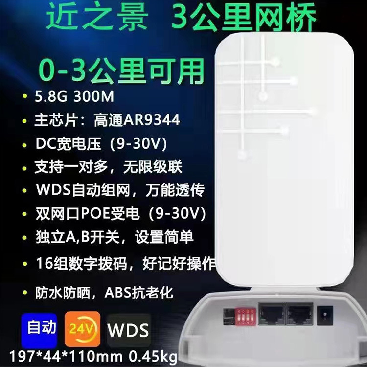 2.4G电梯网桥 5.8G 3公里工程专用无线网桥套装无线网桥wifi监控