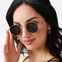 2022潮流新款小圆框太阳镜个性复古金丝边墨镜欧美时尚太阳眼镜女