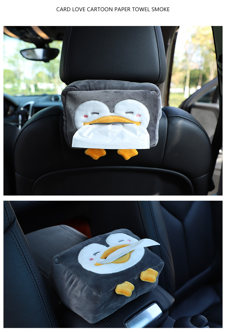Car tissue box cute cartoon car chair back hanging paper box multifunctional car armrest box tissue box