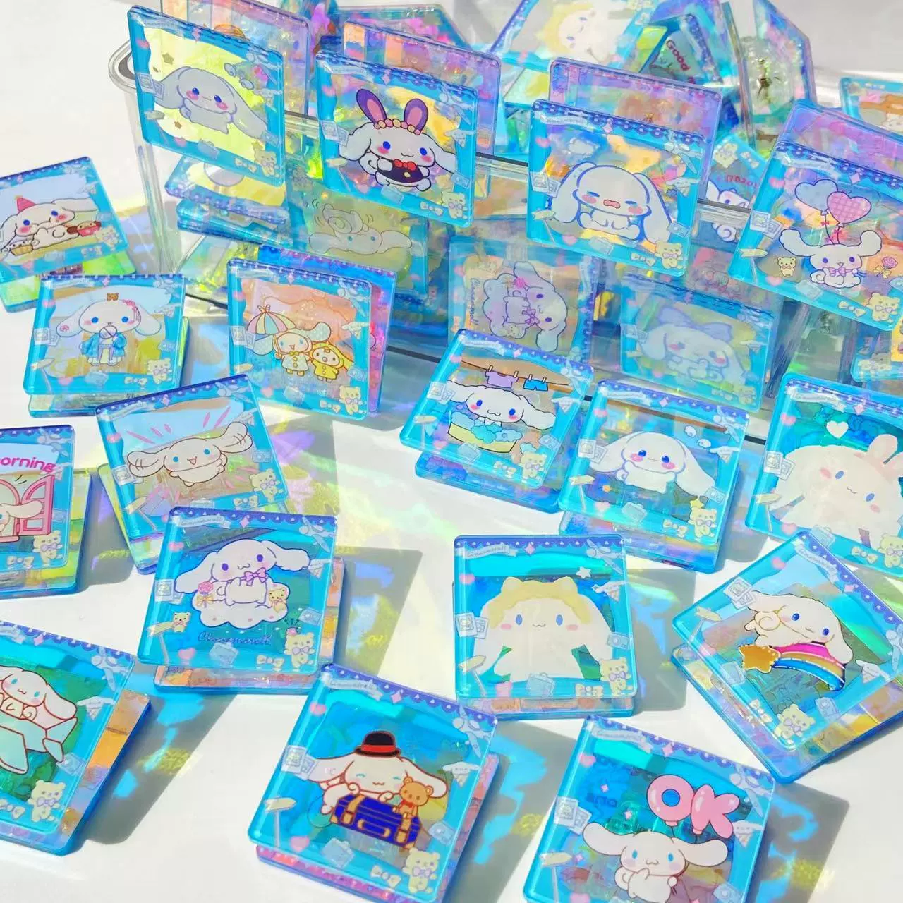 Cartoon square sticker for buttock skin, acrylic storage system, 50 pieces