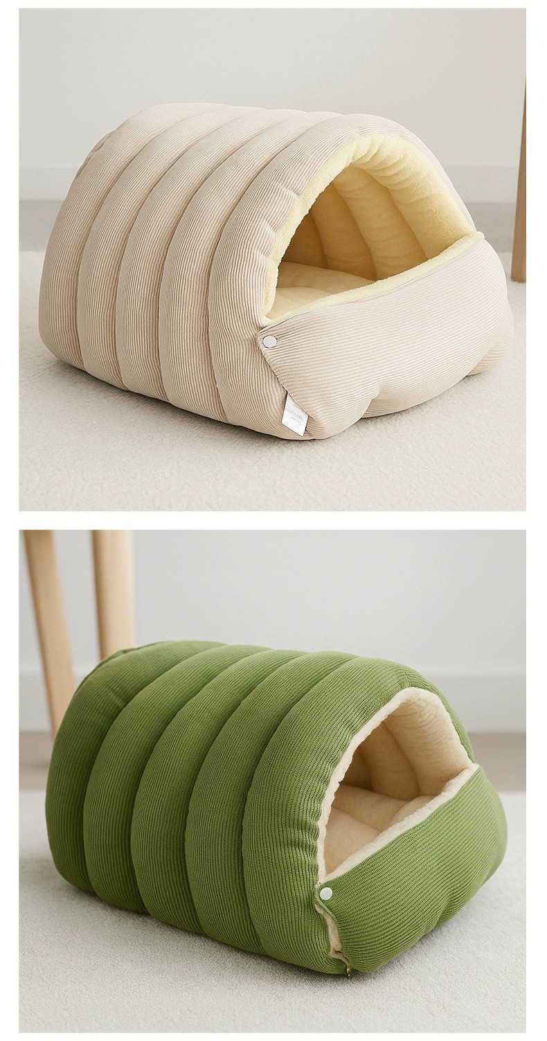 Enclosed Pet Sleeping Bed For Cats And Small Dogs Winter Warm_voghion.com