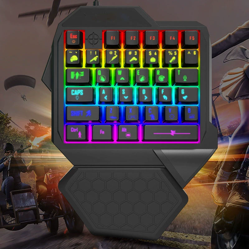 单手游戏吃鸡键盘 工艺品 手机端电竞 游戏 RGB 发光 有线 悬浮 机械键盘