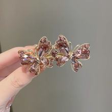 韩版双蝴蝶弹簧夹女时尚水钻发夹后脑勺顶夹发夹横夹马尾夹一字夹