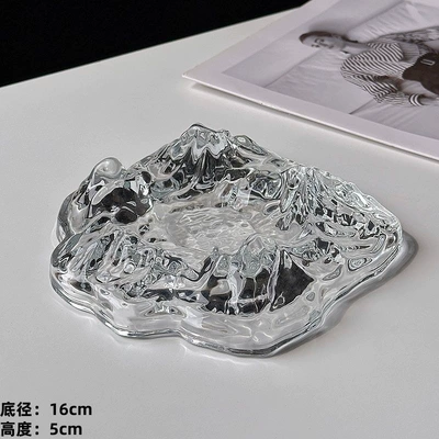 Elegant iceberg ashtray for home use in the living room, stylish matte red decorative piece, creative high-end anti-flying ashtray (Car ashtray) - iceberg-ashtray-transparent
