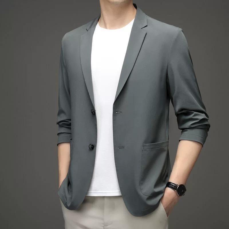 Men's thin suit, summer ultra thin silk jacket, oversize, sun protection