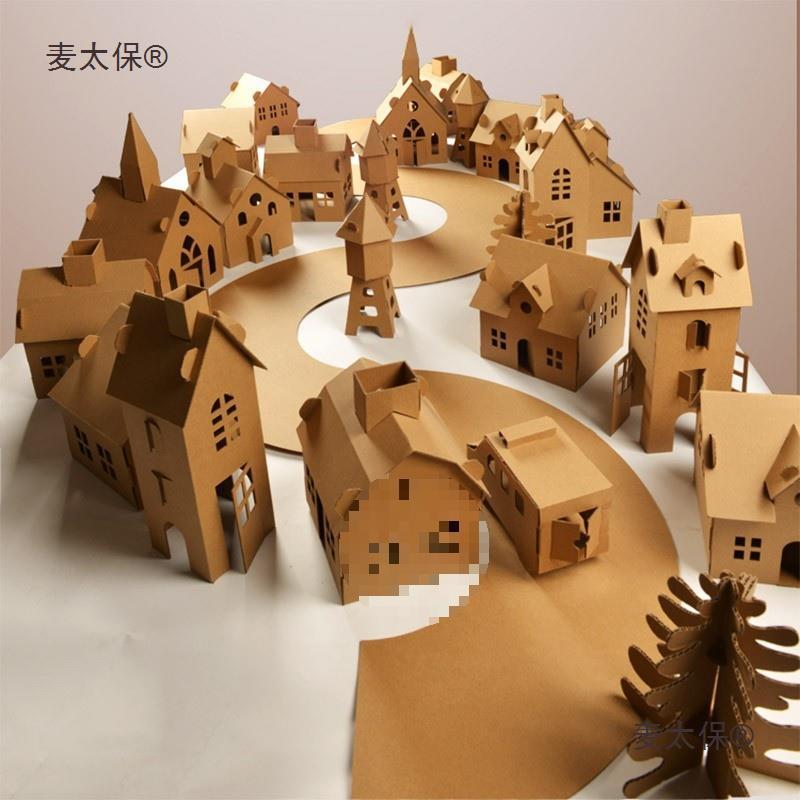Taibao DIY Small House Materials for Art Setup, Cardboard Construction, Paper Wheat Environment, Kindergarten Creative Area Corner