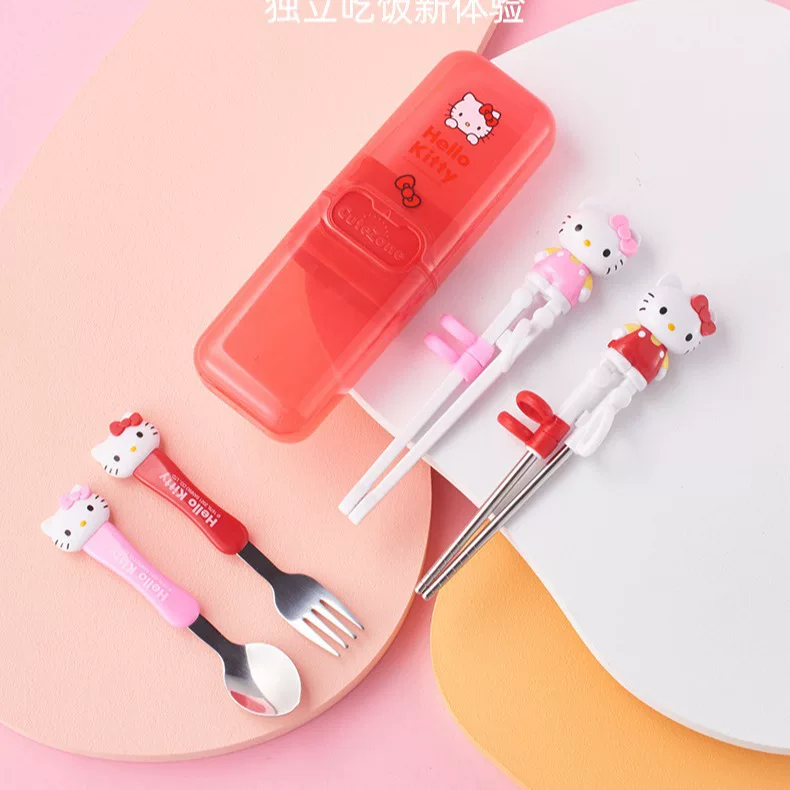 Hello kitty, детские обучающие палочки для тренировок, портативная столовая, набор