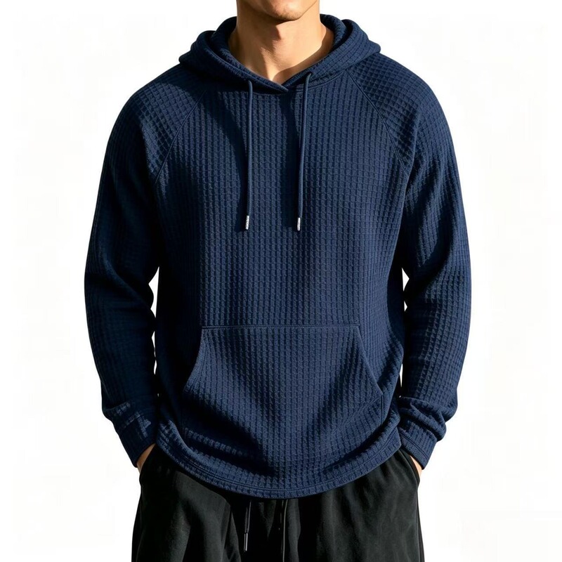 Cross-border foreign trade men's waffle texture hooded sweatshirt, multi-color loose fit drop-shoulder long-sleeve hoodie, men's sweatshirt Cross-border foreign trade men's waffle texture hooded sweatshirt, multi-color loose fit drop-shoulder long-sleeve hoodie, men's sweatshirt