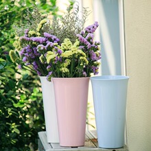 简约欧式插花瓶鲜花百合绿萝水培花瓶加厚塑料干花摆件室内花筒