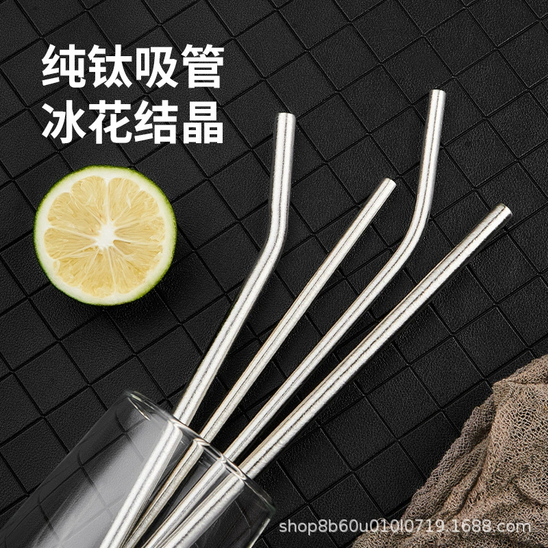 Производитель оптом соломинок из чистого титана с кристаллами ледяного цветка для кемпинга на открытом воздухе, удобные разноцветные соломинки для молочного чая из титанового сплава