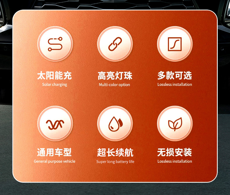 Cross-Border Solar-Powered Devil's Eye Car Window Light Led Ambient Light Car-Mounted Led Dynamic Expression Light Wireless Warning Light