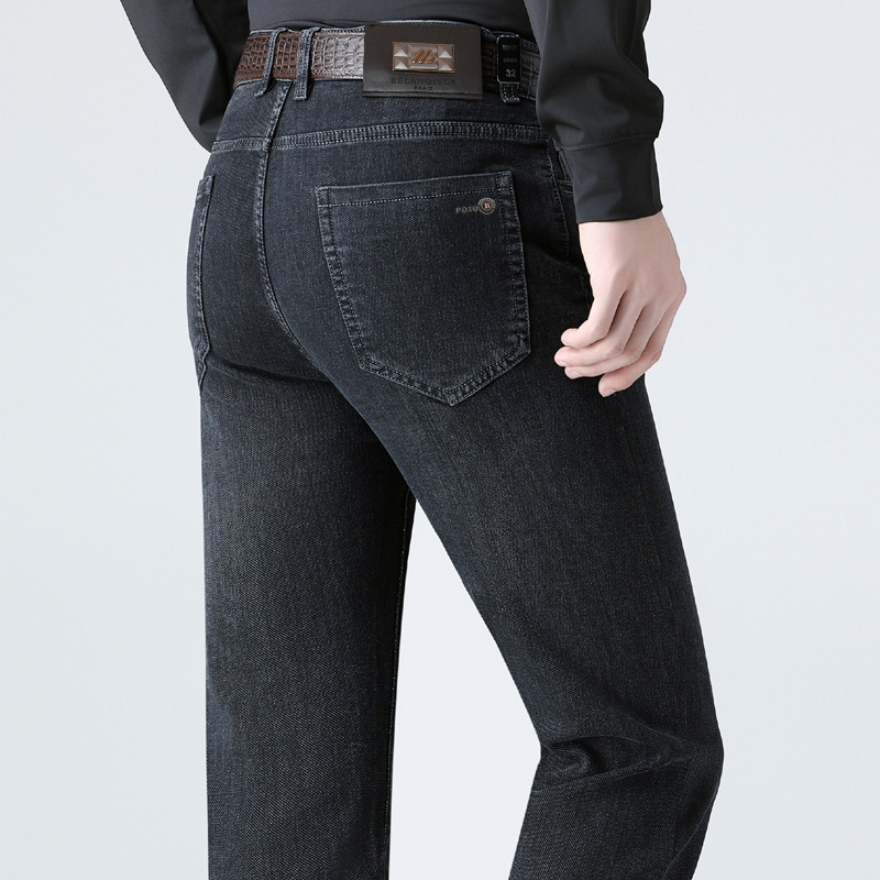 2026 Brand Men's Jeans Spring/Summer New Loose Straight-Leg Middle-Aged Business High-Waisted Thin Casual Pants