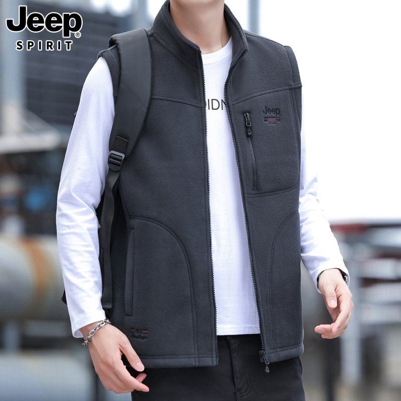 JEEP吉普2025秋冬季新款男马甲抓绒保暖坎肩商务休闲外套潮流7100|undefined