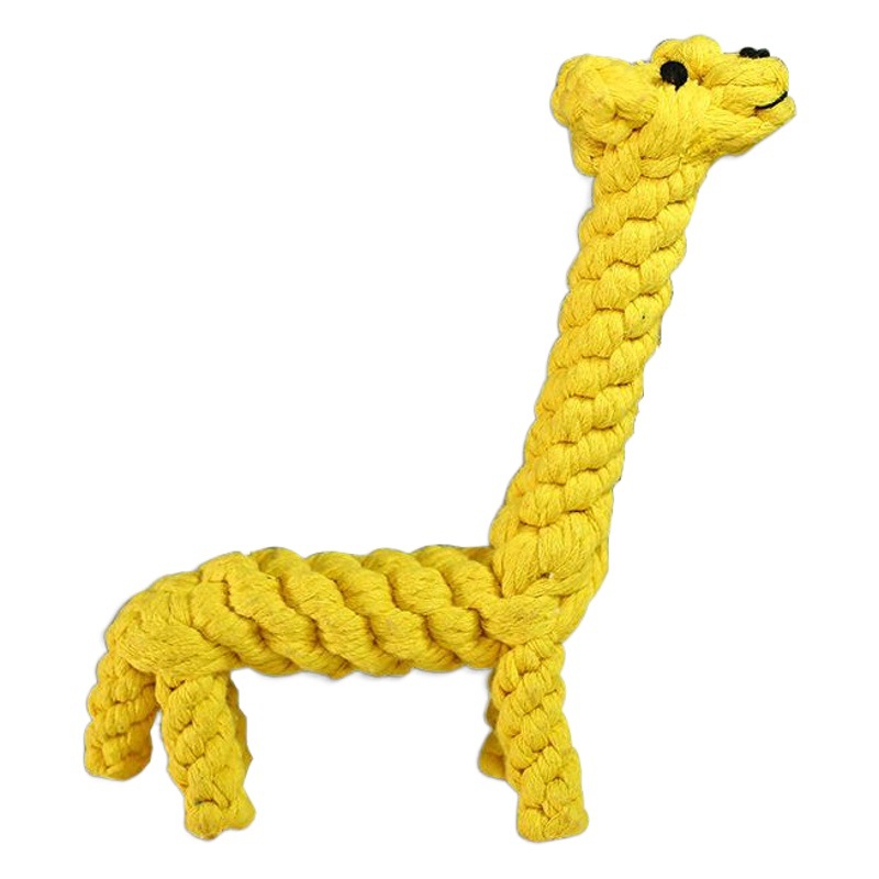 Directo de fábrica de suministros para mascotas en stock venta al por mayor perro molar resistente a la mordedura amarillo largo fuerte ciervo cachorro cuerda de algodón juguete