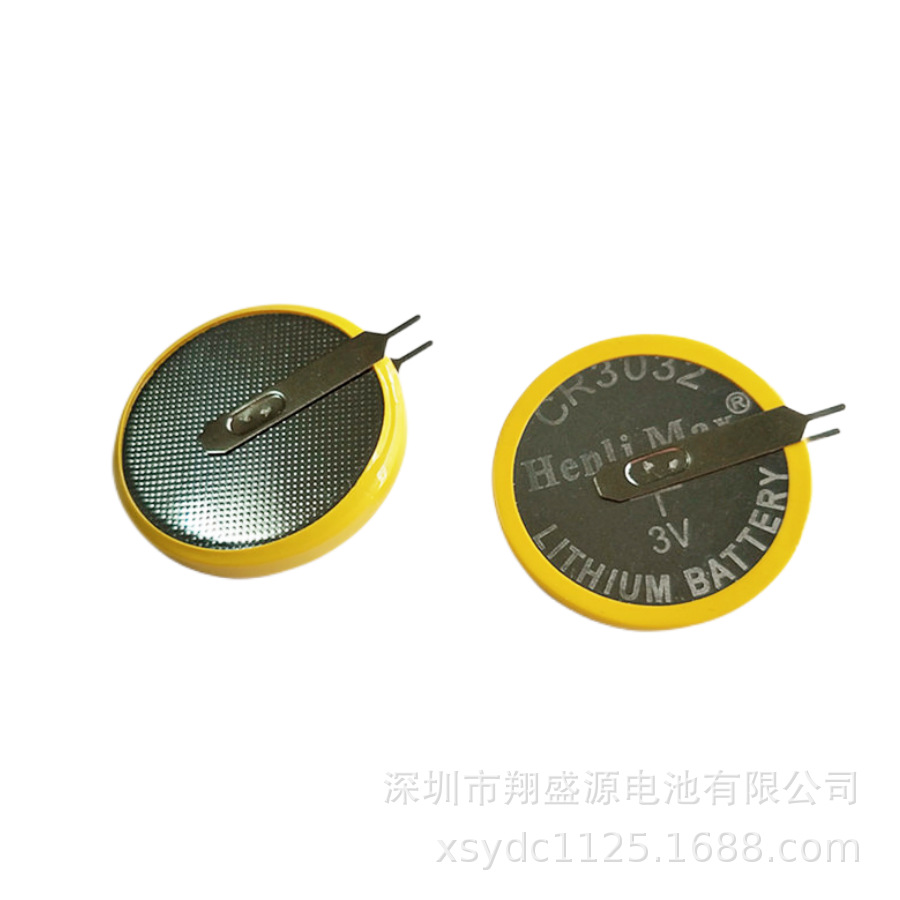 源头厂家现货CR3032立式插脚电池3V全新高品质CR3032立式焊脚电池