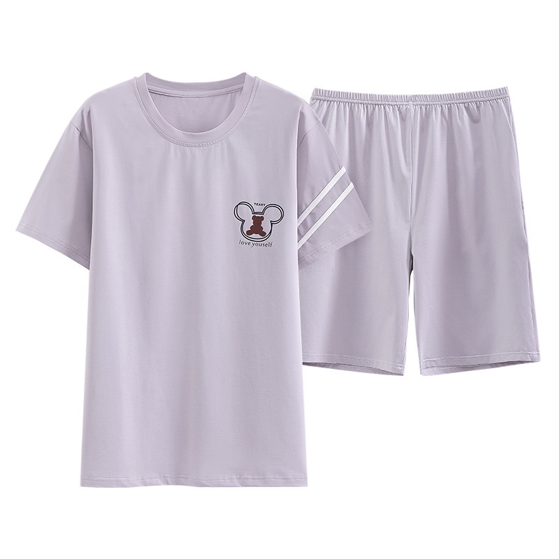 Pijamas pantalones cortos de manga corta de algodón de verano para hombres ropa para el hogar ropa exterior delgada de verano para hombres más traje de tamaño