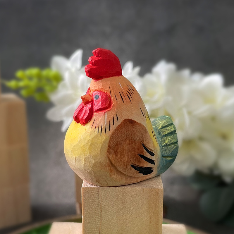木雕摆件公鸡批发纯手工实木雕刻创意家居装饰木质工艺品农场动物|undefined