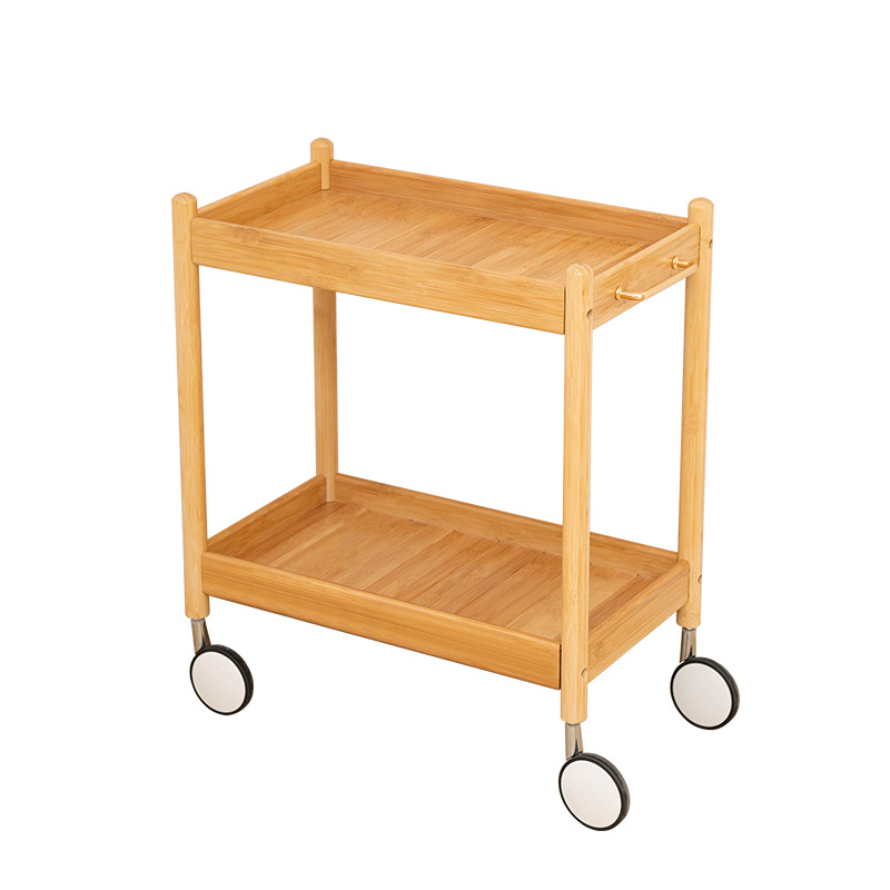 Mesa auxiliar de vidrio móvil sofá mesa auxiliar Rack de almacenamiento restaurante tienda de olla caliente pequeña mesa lateral carro doble capa con mango