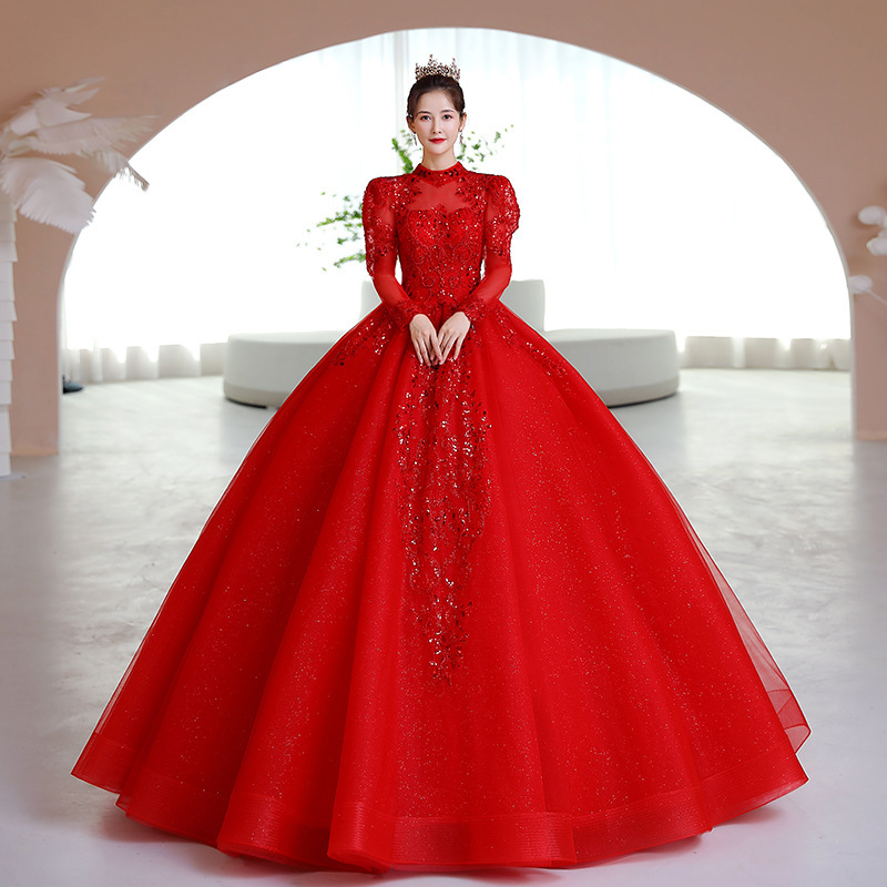 Main Wedding Dress 2026 Bride Princess Chinese Style Retro Heavy Craftsmanship Luxurious High-End Red Wedding Dress Chinese Style Puffy Skirt