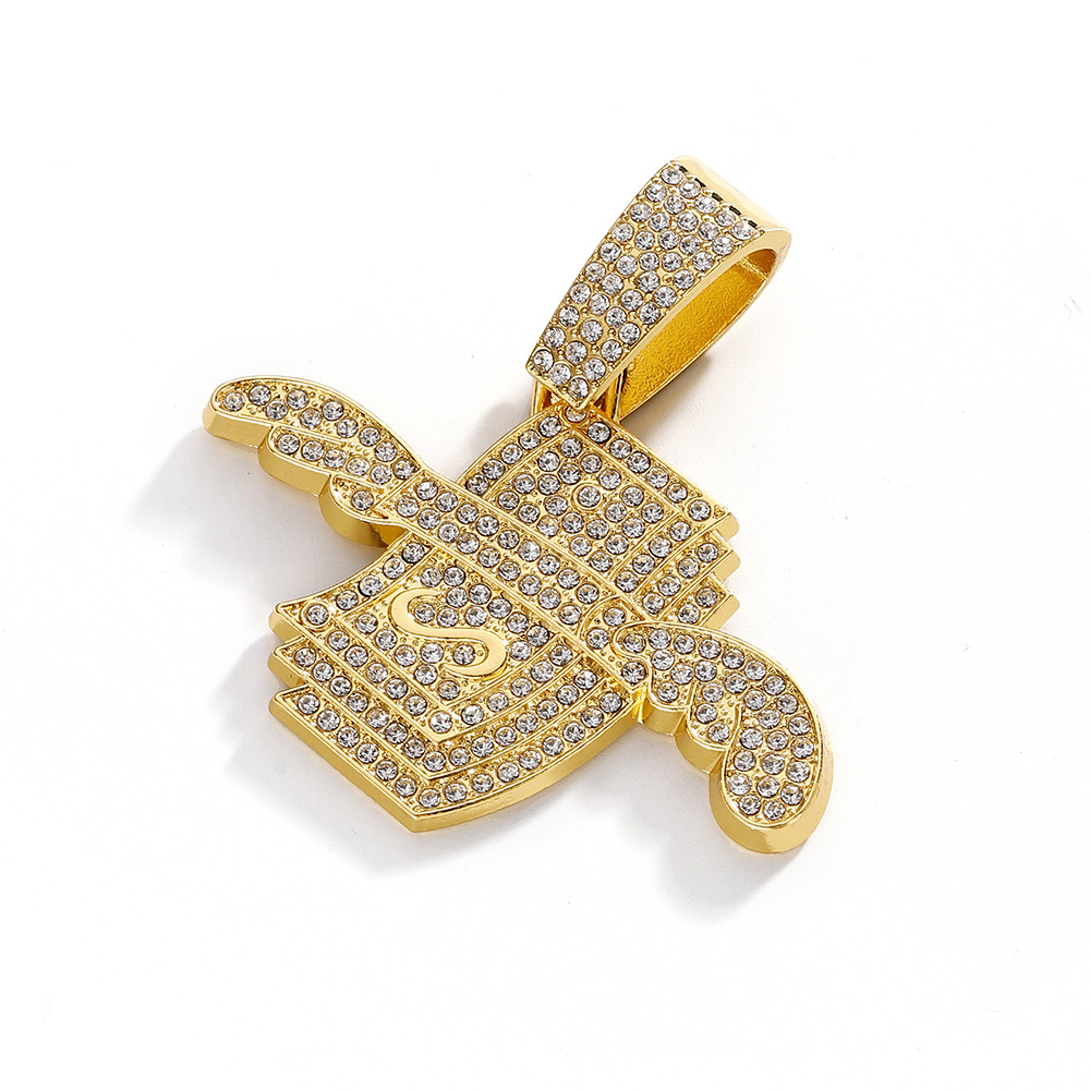 Europa y los Estados Unidos suministro transfronterizo venta caliente full diamond wings colgante de oro para hombres hip hop hip hop hip hop cool rap joyas