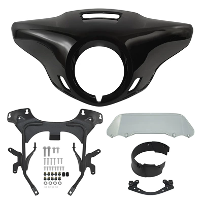 shade windshield, Motorcycle front windshield - bright-black-headlight-smoky-gray-windshield