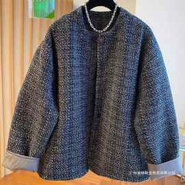 感四季粗花呢外套女秋冬2025新款宽松漂亮夹棉棉衣棉服外套