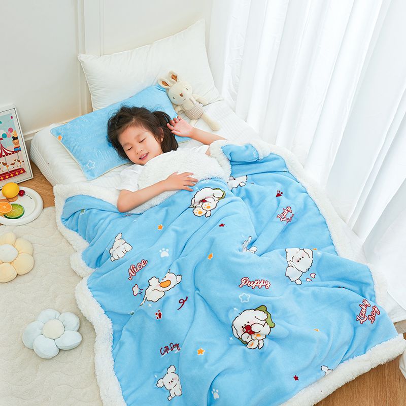 儿童毛毯双层加厚珊瑚绒毯子新生婴儿宝宝盖毯幼儿园小被子秋冬季