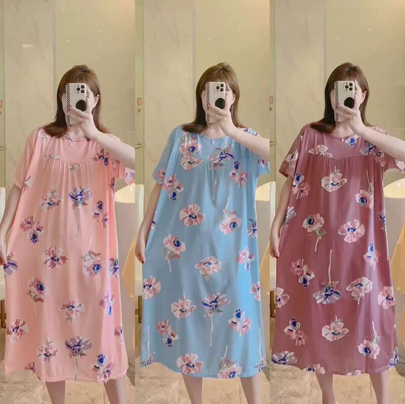 Factory Southeast Asian Pajamas 2026 New Floral Nightgown Women's Summer Plus Size Pajamas