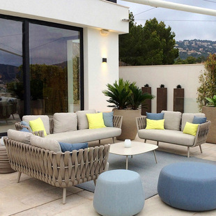 Outdoor rattan chair leisure sofa chair rattan Nordic courtyard garden balcony terrace single coffee table waterproof furniture