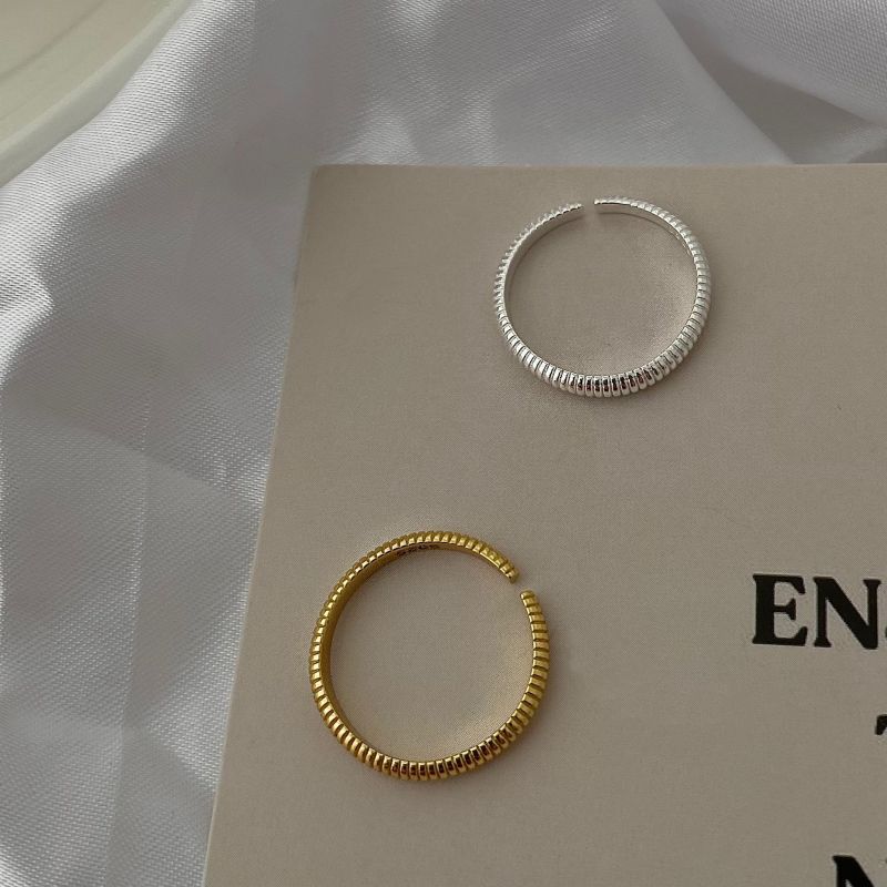 1 Piece Quantity 18K Gold Plated Silver Plated 925 Sterling Silver Geometric Stripe Spiral Stripe Wide Band Rings Open Rings Rings