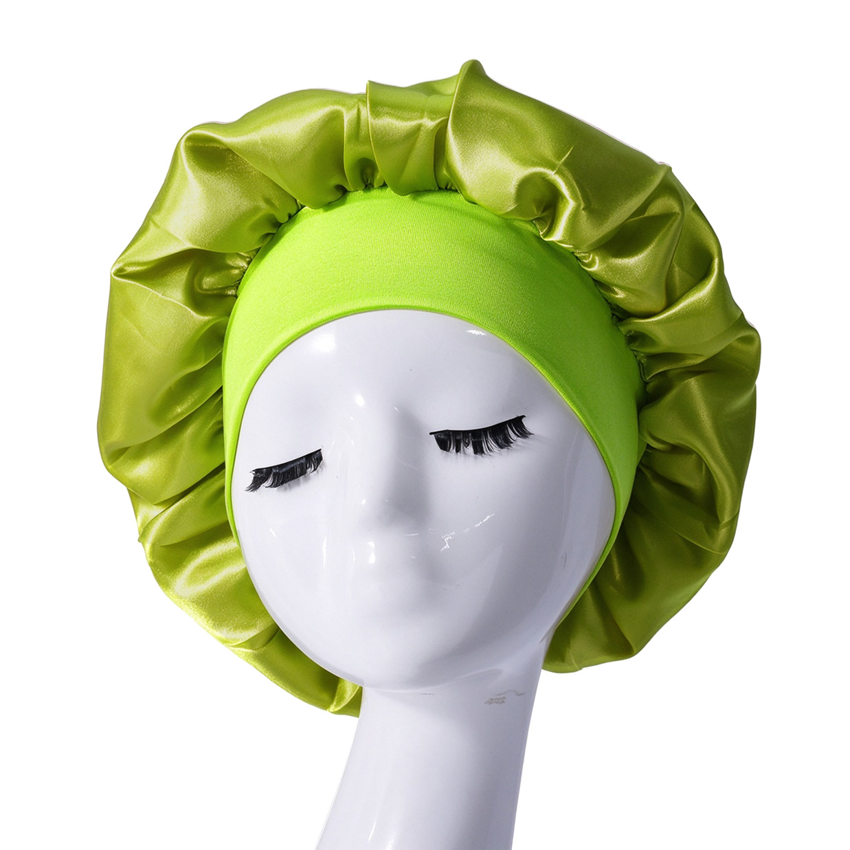 Gorro de Satén de Borde Ancho para Mujer de Poliéster de Color Sólido para Dormir y Cuidado del Cabello image 28