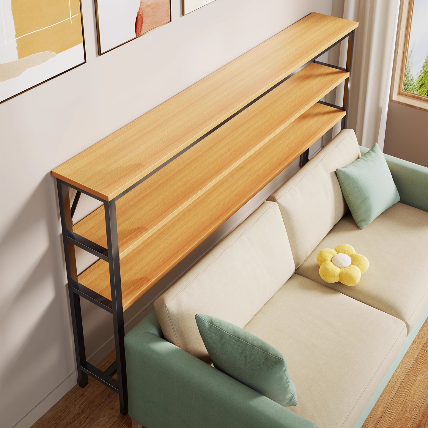 Sofa Rear Storage Rack Against the Wall Ultra-Thin Long Cabinet Bedside Bedside Narrow Table Bedside Gap Storage Cabinet