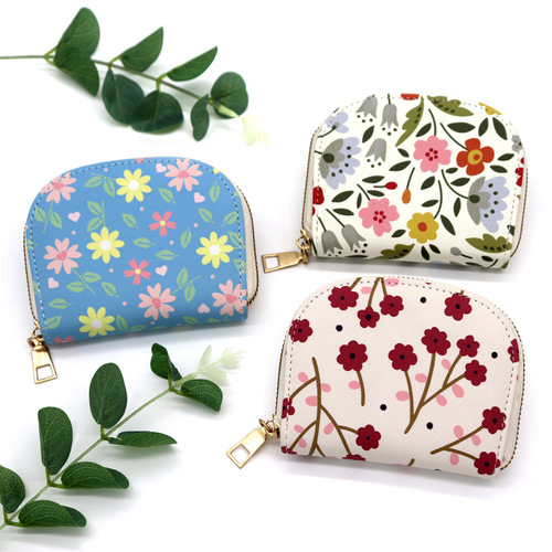 New Korean printed card holder with multiple card slots, large capacity card holder, cute small fresh coin purse, female credit card holder