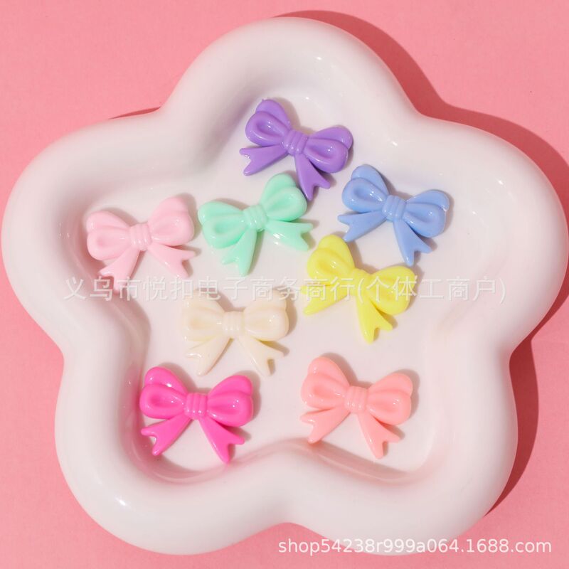 Macaron Color Acrylic Solid Color Plated Double Bow Straight Hole Bow Tie DIY Handmade Beaded Bracelet Key