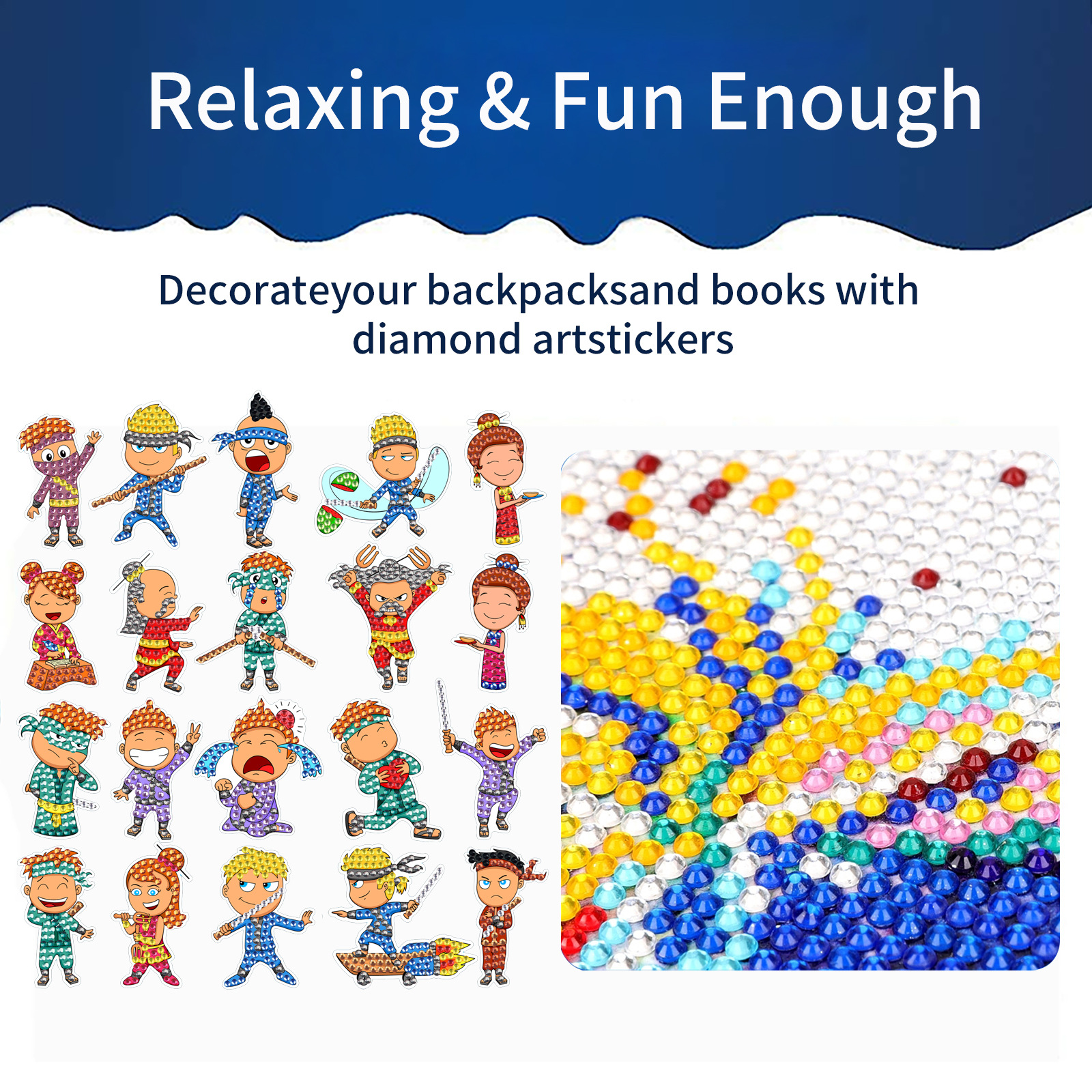 Venta caliente personaje ninja pintura de diamantes pegatinas al azar pintura de mampostería de bricolaje pegatinas de dibujos animados para niños hechas a mano cristal diamante brillante