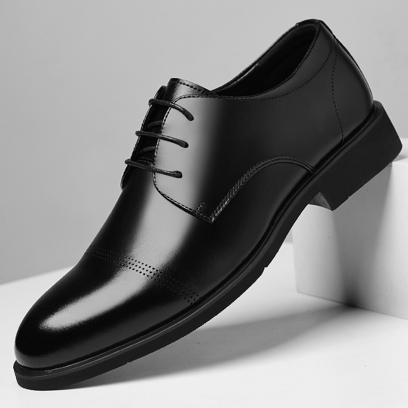 Men's Genuine Leather Business Formal S, British Style, Breathable, Winter Soft Sole, Versatile Casual Black Men's_voghion.com