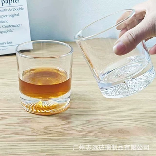 创意日式加厚玻璃洋酒杯个性复古酒杯啤酒杯威士忌杯简约冰球杯子