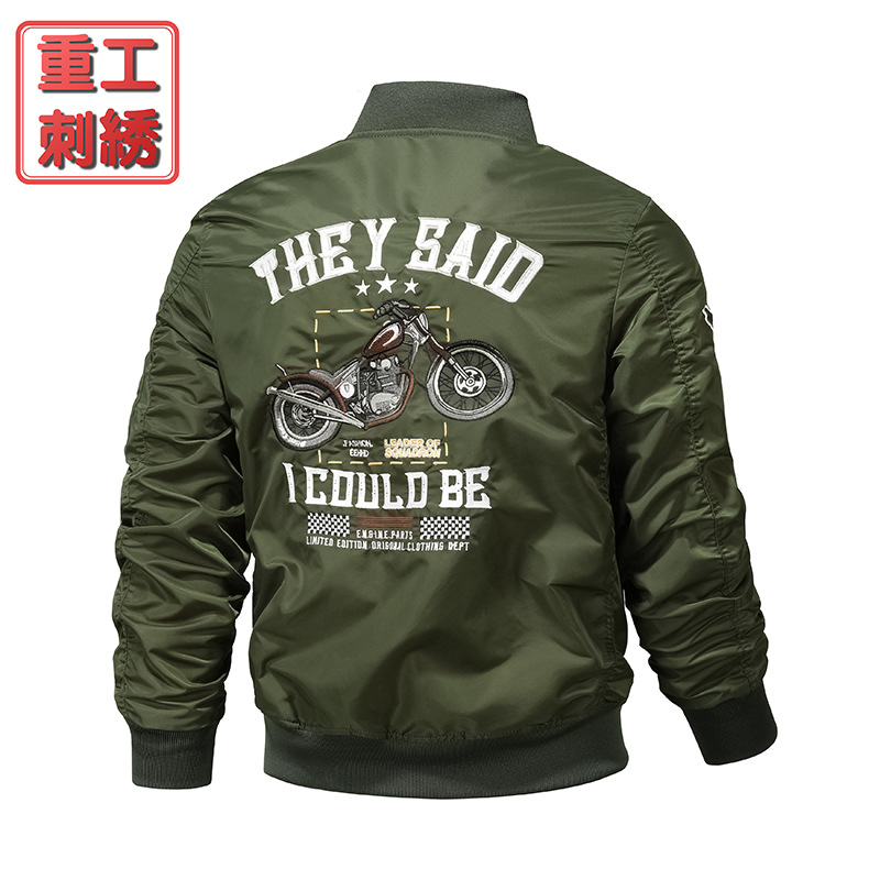Tendencia de ropa de béisbol de primavera y otoño de la Fuerza Aérea MA1 chaqueta de piloto de industria pesada bordada chaqueta de béisbol de hombre
