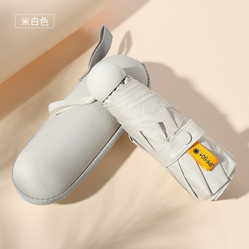 Cápsula paraguas protección solar Protección UV paraguas reforzado de ocho huesos paraguas cinco veces pequeña sombrilla portátil