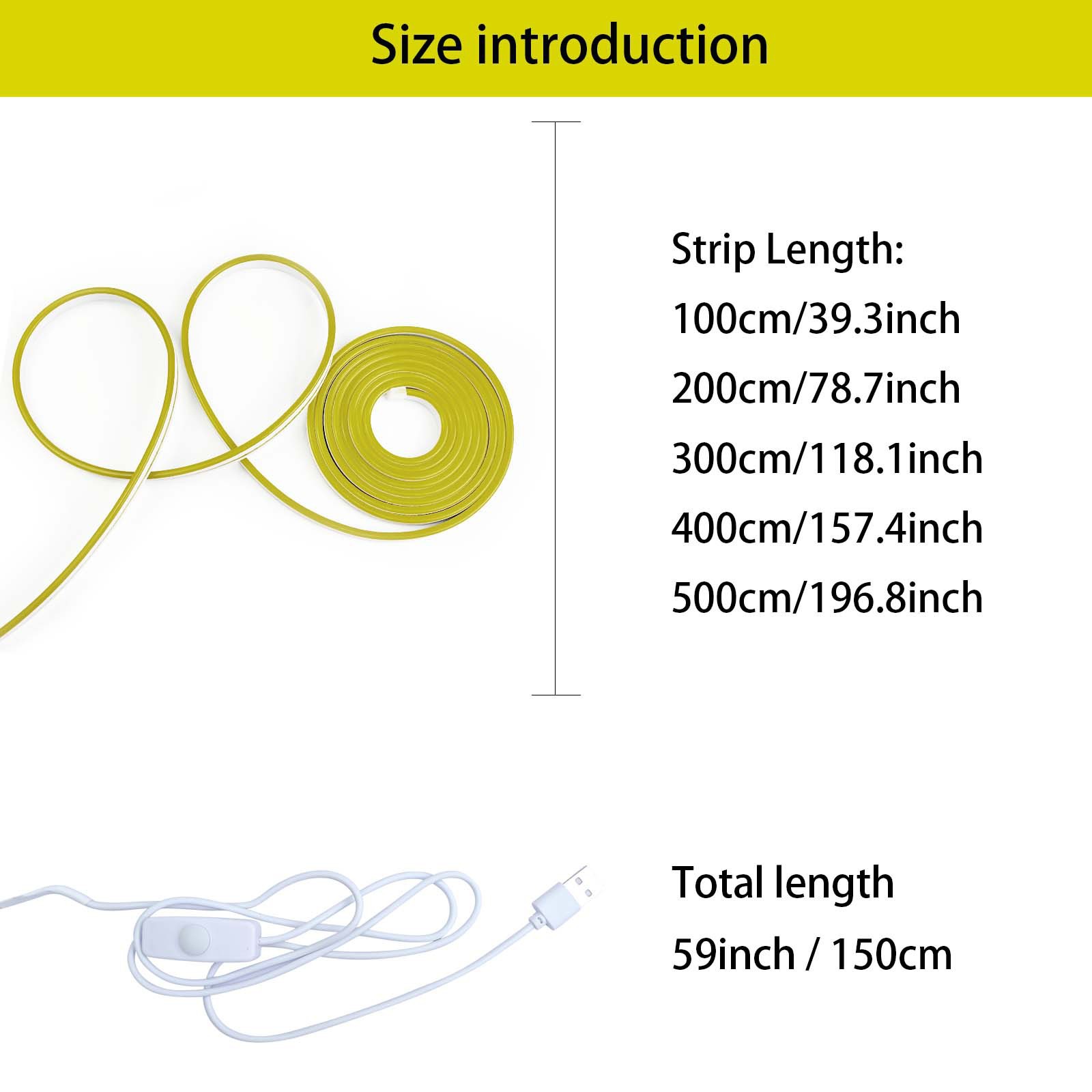 Luz de neón USB 5V con interruptor botón de atenuación LED de baja tensión flexible impermeable luz blanca cálida banda de luz blanca