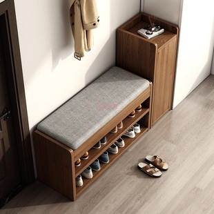 Entrance Door Shoe-Changing Bench with Shoe Cabinet and Seat, Integrated Narrow Shoe Rack for Home Use, Entryway Shoe Bench