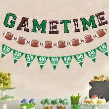 新款橄榄球主题派对GAME TIME运动主题派对装饰三角旗拉旗装饰
