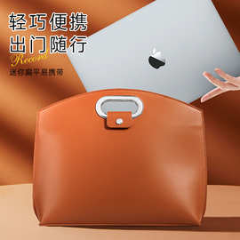 跨境手提电脑包皮质带皮扣办公合同资料文件袋商务通勤公文包