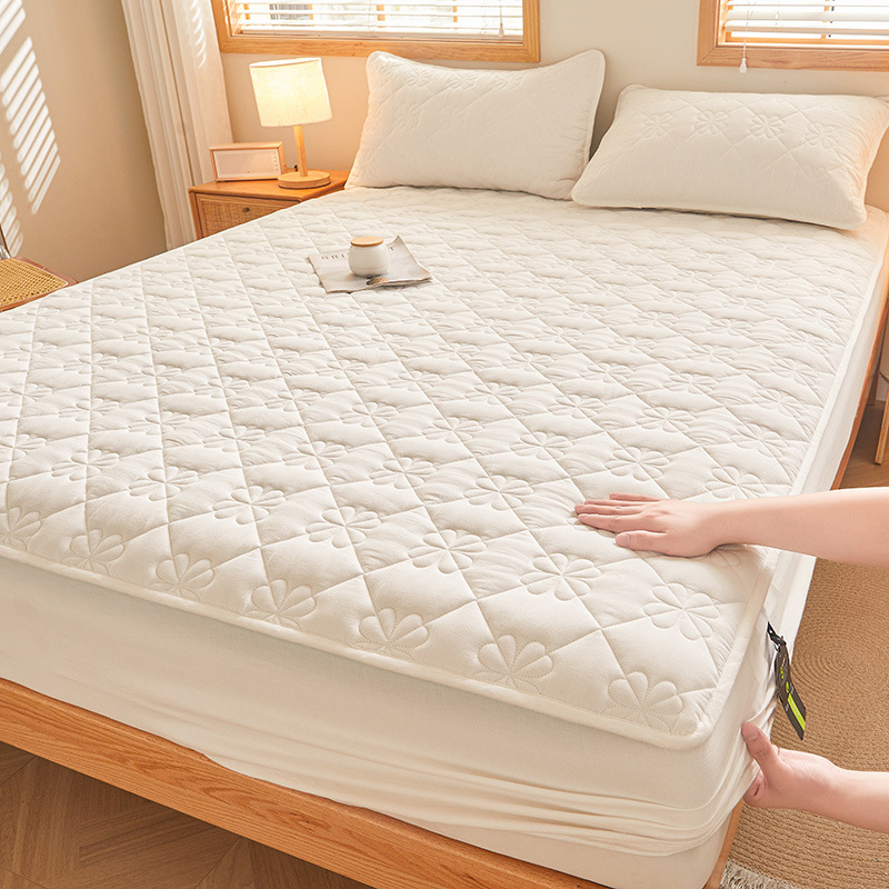 2024 nueva sábana de algodón lavado de algodón acolchado cubierta de cama a prueba de polvo de una sola pieza cubierta de protección de colchón con todo incluido