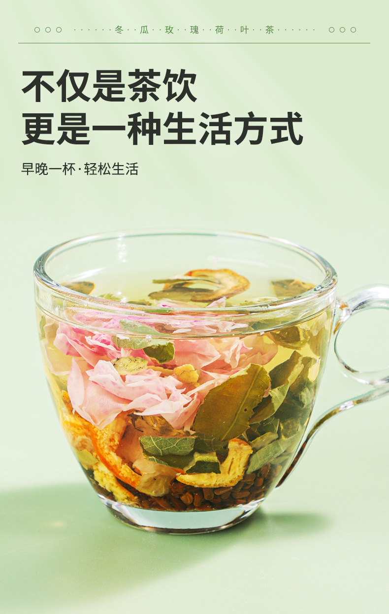 Winter Melon Rose Lotus Leaf Tea 144g Box Light Wellness Tea Bags 12 Pack Sugar Free preparation