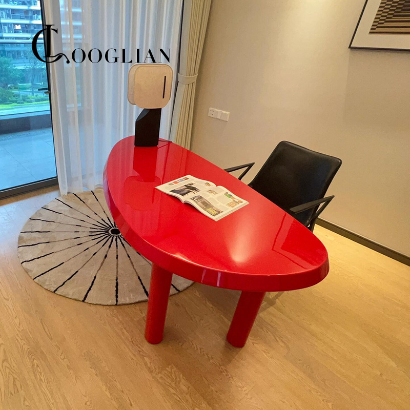 Googlian Cream Style Dining Table Modern Simple Creative Island Table Special-Shaped Desk Solid Wood Asymmetrical Mango Table